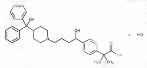 Công thức cấu tạo Fexofenadin hydrodorid