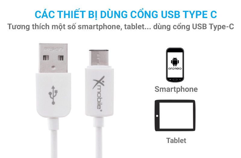 Dây cáp Type C 0.2 m Xmobile MU09-200 Dây cáp Type C 0.2 m Xmobile MU09-200