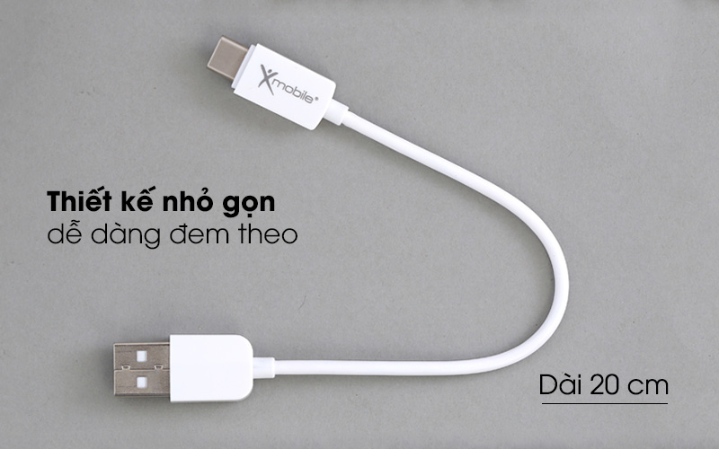 Thiết kế nhỏ gọn, dễ dàng đem theo - Dây cáp Type-C 20 cm Xmobile MU09-200