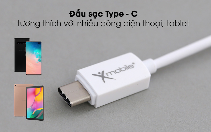 Đầu sạc Typee - C tương thích tốt với nhiều thiết bị - Dây cáp Type-C 20 cm Xmobile MU09-200