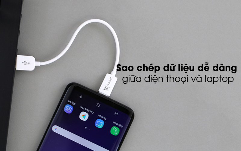 Sao chép dữ liệu dễ dàng giữa điện thoại và laplop - Dây cáp Type-C 20 cm Xmobile MU09-200