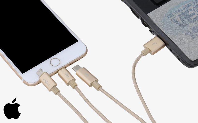 Cáp 3 đầu Lightning Type C Micro 1m eValu Spanker B - Dùng để truyền dữ liệu chỉ dành cho thiết bị dùng cổng Lightning