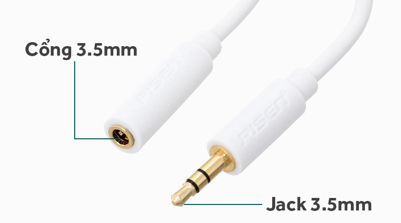 Thiết kế của cáp nối dài 3.5mm của Pisen YP04 Thiết kế của cáp nối dài 3.5mm của Pisen YP04