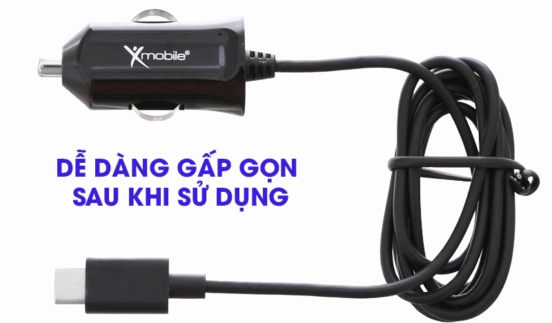 Sạc xe hơi Type C 2.4A 1m Xmobile DS196-WB Đen