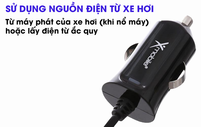 Sạc xe hơi Type C 2.4A 1m Xmobile DS196-WB Đen