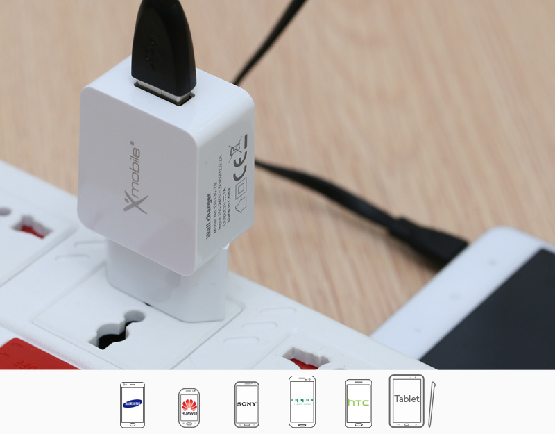 Adapter Sạc 1A Xmobile DS130S-TB Trắng tương thích với nhiều thiết bị