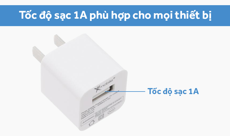 Adapter sạc 1A Xmobile TS-C058S trắng có tốc độ sạc 1A Adapter sạc 1A Xmobile TS-C058S trắng có tốc độ sạc 1A