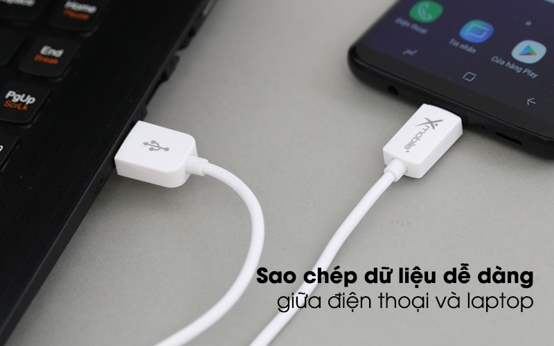 Sao chép dữ liệu dễ dàng giữa điện thoại và laptop - Cáp Type-C 2 m Xmobile MU09-2000