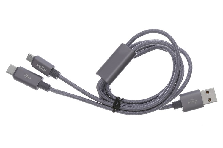 Cáp 2 đầu Type C Micro 1m eValu Spanker B Màu Xám