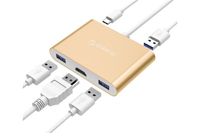 Đầu chuyển Type C sang Type C/ HDMI/ USB 3.0 ORICO RCH3A-GD Vàng