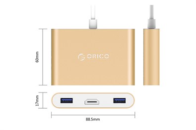 Đầu chuyển Type C sang Type C/ HDMI/ USB 3.0 ORICO RCH3A-GD Vàng