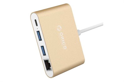 Đầu chuyển Type C sang Type C/ USB 3.0/ LAN ORICO RCR2A-GD Vàng