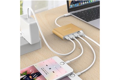 Đầu chuyển Type C sang Type C/ USB 3.0/ LAN ORICO RCR2A-GD Vàng