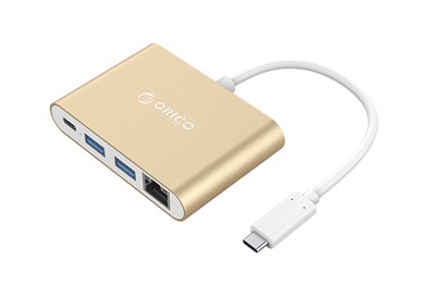 Đầu chuyển Type C sang Type C/ USB 3.0/ LAN ORICO RCR2A-GD Vàng