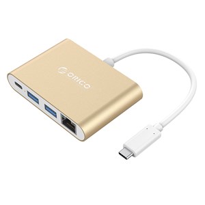 Đầu chuyển Type C sang Type C/ USB 3.0/ LAN ORICO RCR2A-GD Vàng