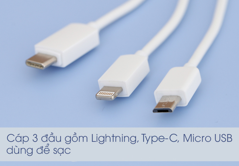 Cáp 3 đầu Lightning Type-C Micro 1 m Xmobile AP03-1000 - chức năng Cáp 3 đầu Lightning Type-C Micro 1 m Xmobile AP03-1000 - chức năng