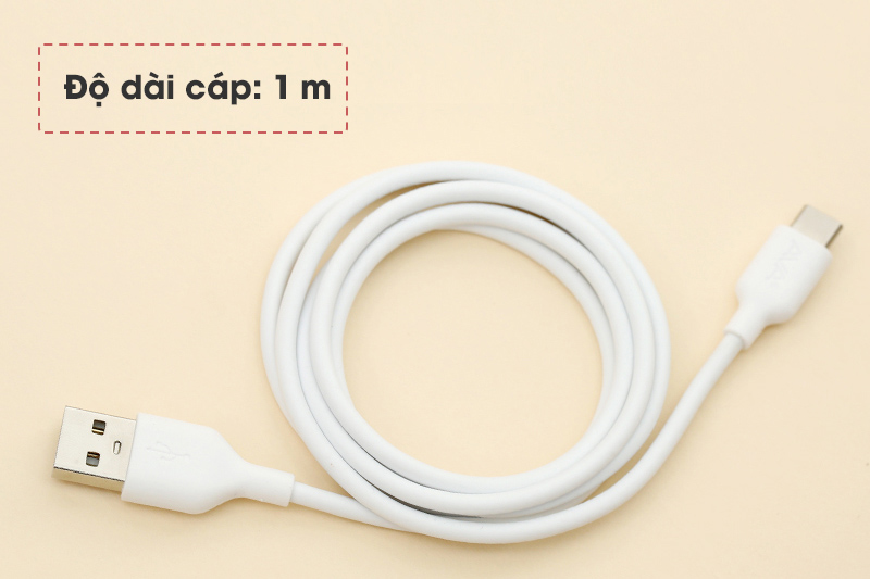 Độ dài của Cáp Type-C 1 m AVA DS431-WB trắng Độ dài của Cáp Type-C 1 m AVA DS431-WB Trắng