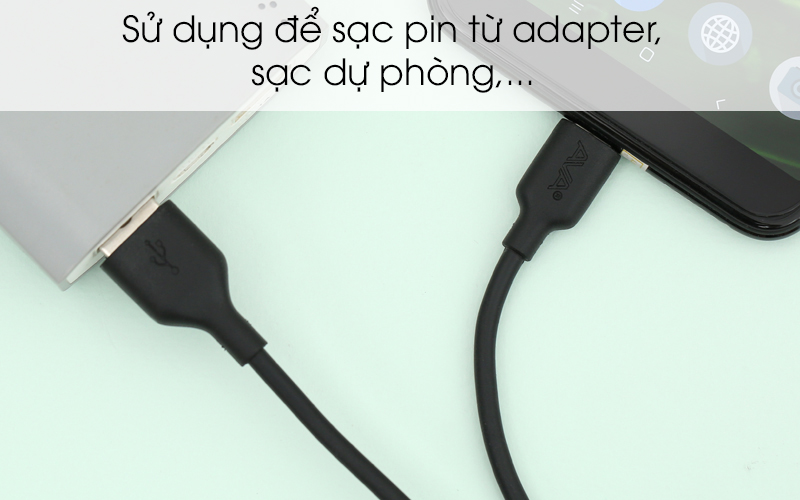 Cáp Type C 1m AVA DS447-WB Đen dùng để sạc pin cho các thiết bị Cáp Type C 1m AVA DS447-WB Đen dùng để sạc pin cho các thiết bị