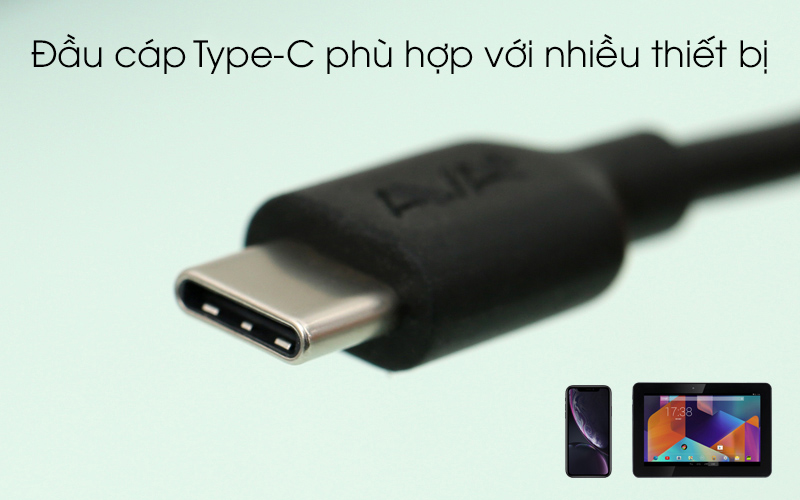 Cáp Type-C 1 m AVA DS447-WB Đen có đầu Type-C phù hợp nhiều thiết bị