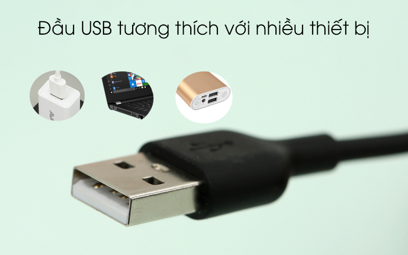 Cáp Type-C 1 m AVA DS447-WB Đen có đầu USB tương tích với nhiều thiết bị