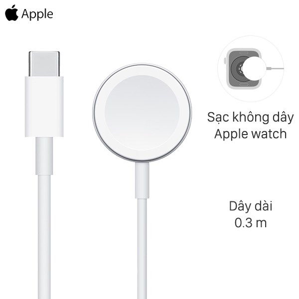 Cáp sạc không dây Apple Watch Magnetic Type C 0.3 m Apple MU9K2 Trắng