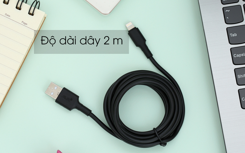 Cáp Lightning 2 m AVA LTPL-01 đen có độ dài dây 2 m