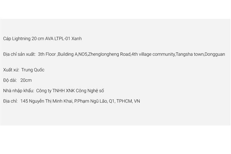 Cáp Lightning 0.2m AVA LTPL-01 Màu Xanh lá