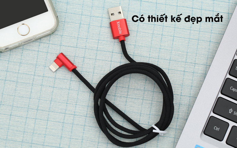 Cáp Lightning 1m Xmobile L-bending Đen thiết kế đẹp mắt Cáp Lightning 1m Xmobile L-bending Đen thiết kế đẹp mắt