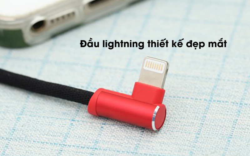 Cáp Lightning 1m Xmobile L-bending Đen đầu lightning kết nối với ipad Cáp Lightning 1m Xmobile L-bending Đen đầu lightning kết nối với ipad
