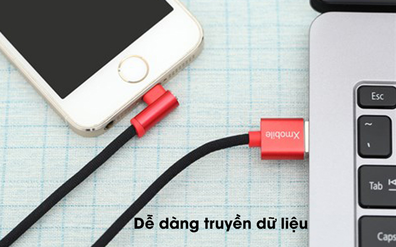 Cáp Lightning 1m Xmobile L-bending Đen chuyển dữ liệu qua laptop Cáp Lightning 1m Xmobile L-bending Đen chuyển dữ liệu qua laptop