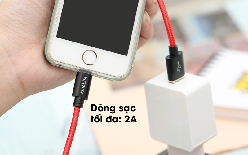Cáp Lightning 1m Xmobile Spanker B Đỏ dòng điện tối đa Cáp Lightning 1m Xmobile Spanker B Đỏ dòng điện tối đa