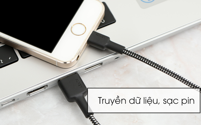 Cáp Lightning MFI 2 m AUKEY CB-BAL4 đen có thể truyền dữ liệu và sạc pin Cáp Lightning MFI 2 m AUKEY CB-BAL4 Đen có thể truyền dữ liệu và sạc pin