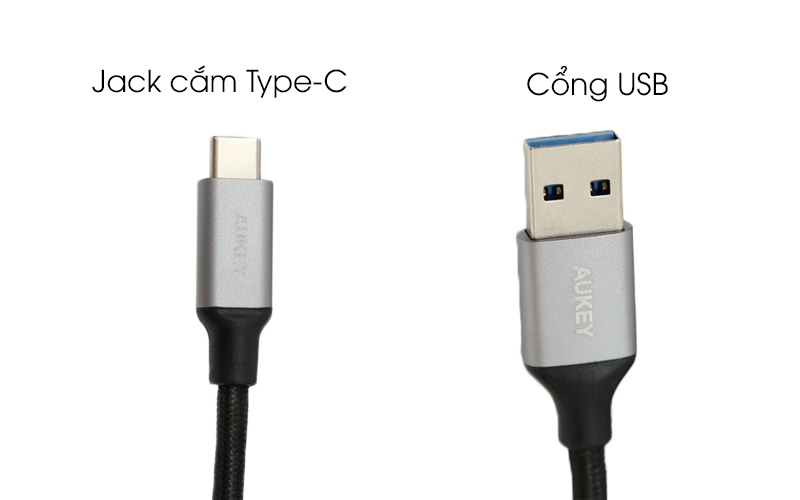 Cáp Type-C 2 m AUKEY CB-CD3 đen có jack cắm Type-C Cáp Type-C 2 m AUKEY CB-CD3 Đen có jack cắm Type-C