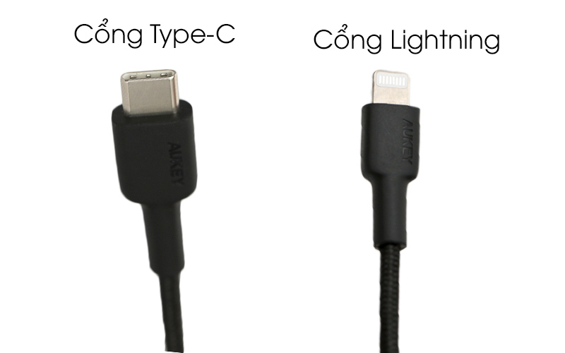 Cáp C - Lightning MFI 1.2 m AUKEY CB-CL1 Đen trang bị cổng cắm hiện đại