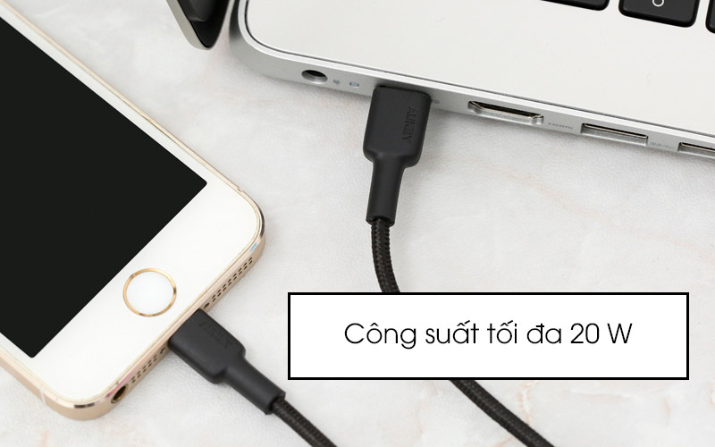Cáp C - Lightning MFI 1.2 m AUKEY CB-CL1 Đen cho dòng sạc 2.22A