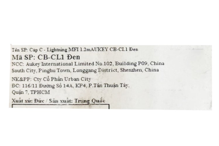 Cáp C - Lightning MFI 1.2 m AUKEY CB-CL1 Đen Màu Đen
