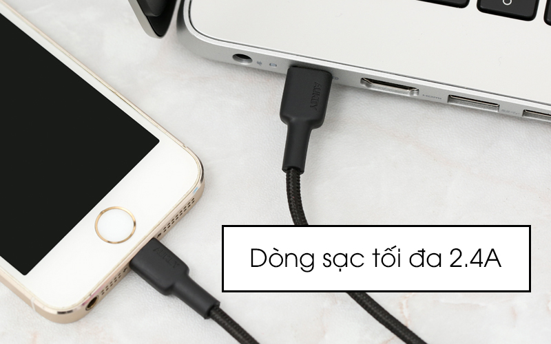 Cáp C - Lightning MFI 1.2 m AUKEY CB-CL1 đen cho dòng sạc 2.4A Cáp C - Lightning MFI 1.2 m AUKEY CB-CL1 Đen cho dòng sạc 2.4A