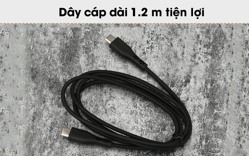 Cáp Type-C - Type-C 1.2 m Energizer C41C2C Đen dây cáp tiện lợi với chiều dài 1.2 m