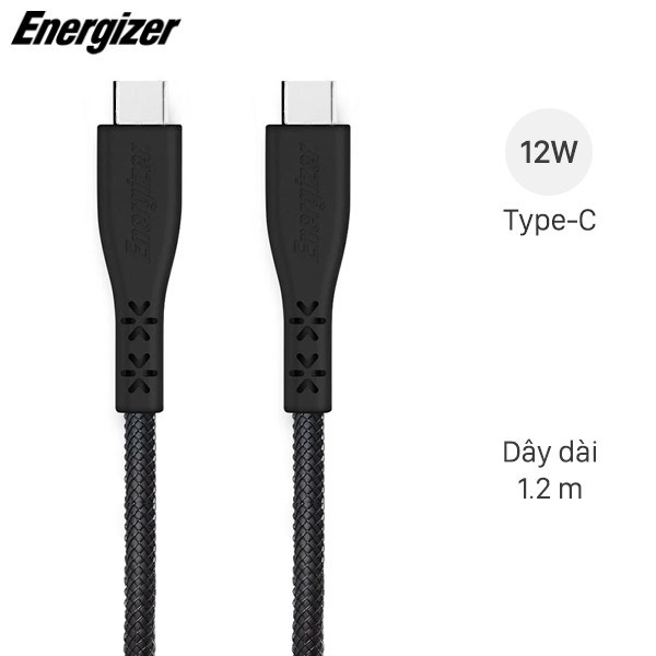 Cáp Type C - Type C 1.2 m Energizer C41C2C Đen