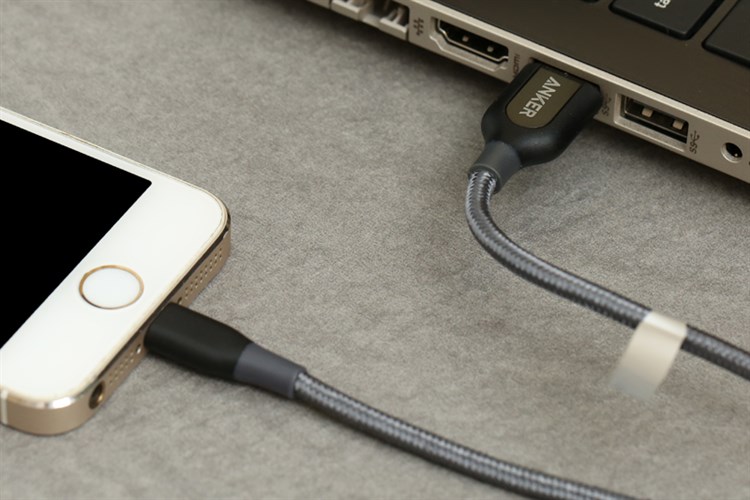 Cáp Lightning MFI 1.8m Anker PowerLine+ A8122xx2 Xám Màu Xám