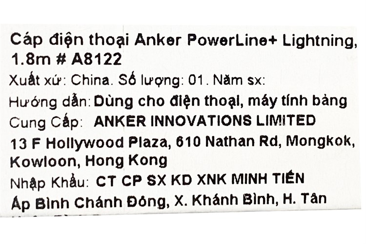 Cáp Lightning MFI 1.8m Anker PowerLine+ A8122xx2 Xám Màu Xám