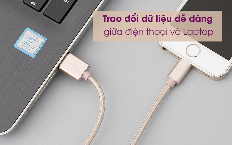 Cáp Lightning MFI 2 m Mbest DS287-WB gold giúp sao chép dữ liệu dễ dàng Cáp Lightning MFI 2 m Mbest DS287-WB Gold giúp sao chép dữ liệu dễ dàng