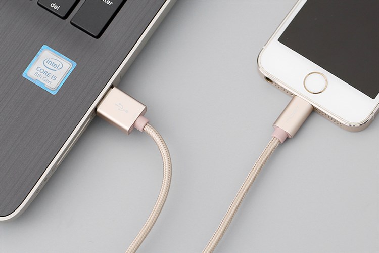 Cáp Lightning MFI 2m Mbest DS287-WB Màu Vàng đồng