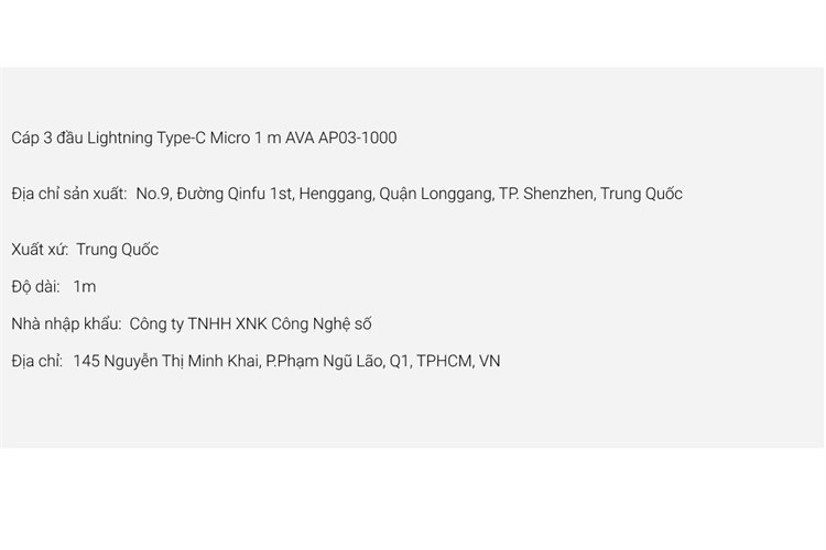 Cáp 3 đầu Lightning Type-C Micro 1 m AVA AP03-1000 Màu Trắng