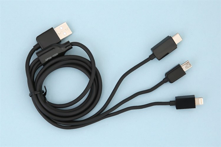 Cáp 3 đầu Lightning Type-C Micro 1 m AVA AP03-1000 Màu Đen