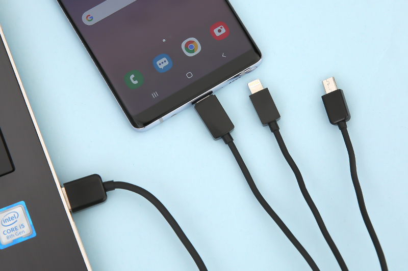 Cáp 3 đầu Lightning Type-C Micro 1 m AVA AP03-1000 Màu Đen