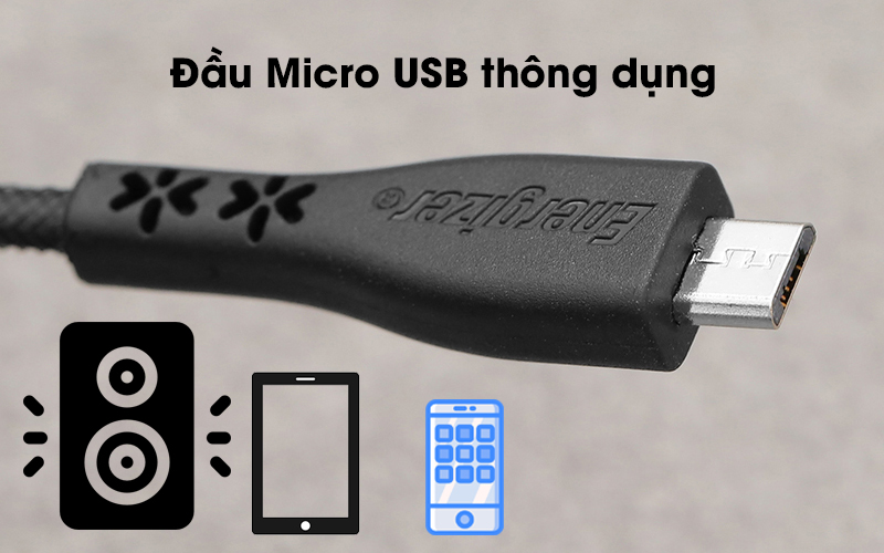 Cáp Micro 1.2 m Energizer C41UBMCGBKT Đen với đầu Micro USB thông dụng