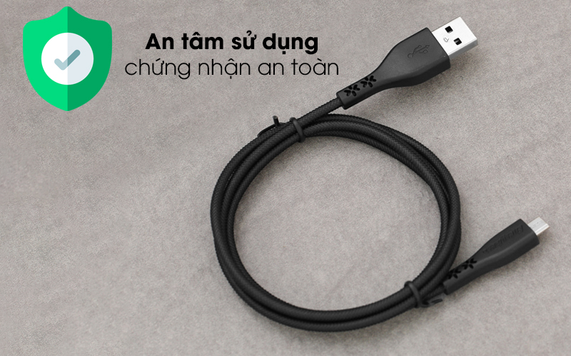 Cáp Micro 1.2 m Energizer C41UBMCGBKT đen đạt chứng nhận an toàn