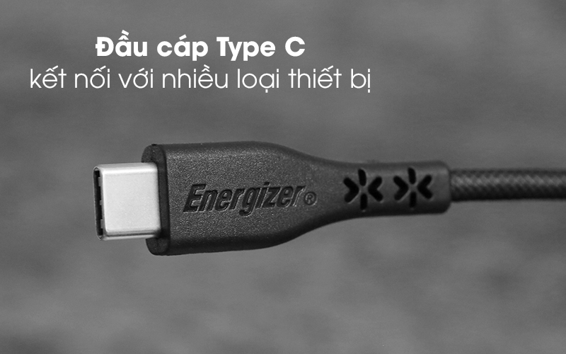 Cáp Type C 1.2m Energizer C41C2AGBKT Đen có cổng kết nối Type C hiện đại