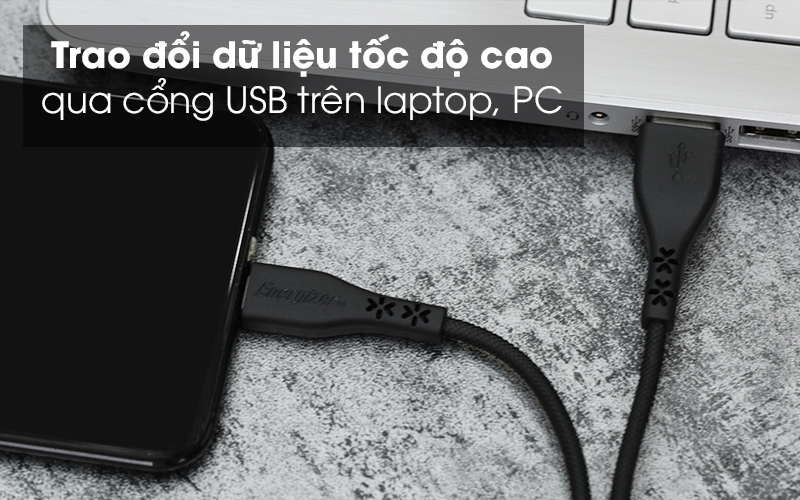 Cáp Type C 1.2m Energizer C41C2AGBKT Đen cho khả năng trao đổi dữ liệu cao